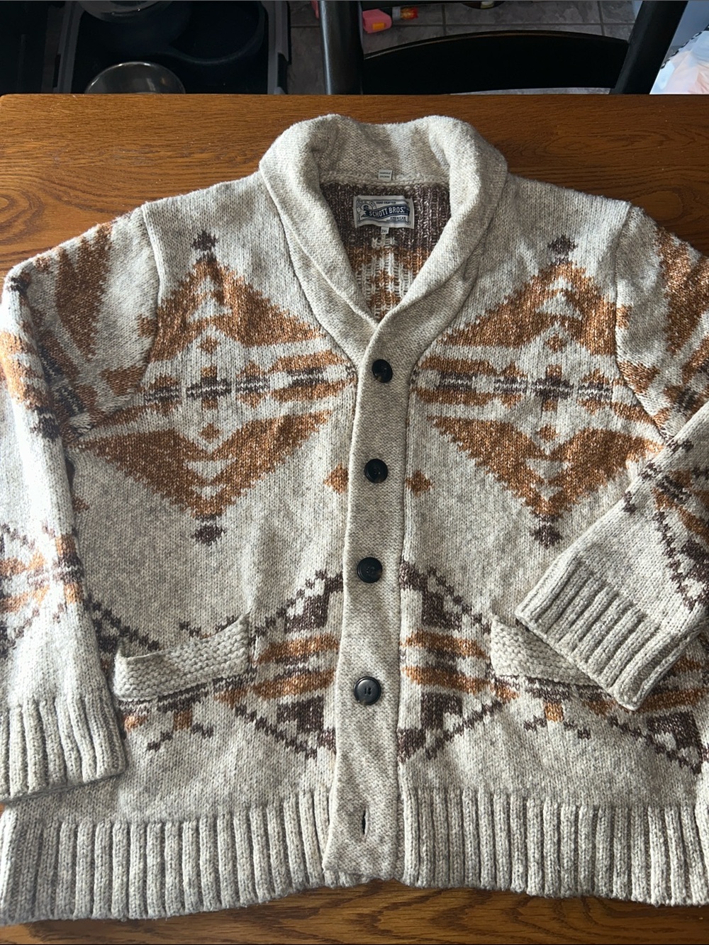 Excellent Pre-owned Schott Nyc Prescott Southwestern Chunky Sweater Cardigan 2XL